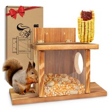 Carbonized Wood Squirrel Feeder, Squirrel Feeders for Outside Winter, Durable...