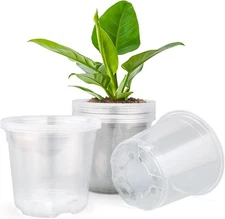 15 Pack Clear Nursery Pots with Drainage Holes, 7 Inch Seed Starting Plastic