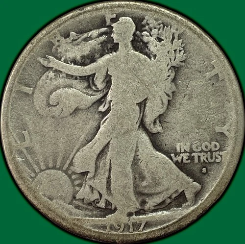 1917-S Obverse Mintmark Walking Liberty Half Dollar Good G Coin #37435