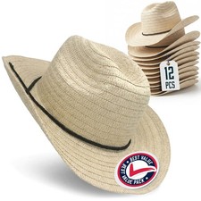 Straw Cowboy Hats 12 Pack 24" Circumference Western Style for Men Women ...
