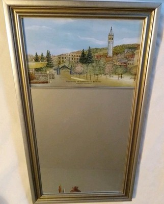 University of California at Berkeley Eglomise Reverse Painted Decorative Mirror