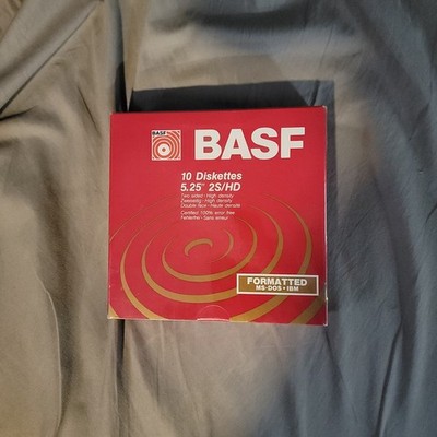 BASF 10 Diskettes 5.25'' 2S/HD Two-Sided High Density Floppy Disks 54368 NEW NOS