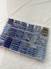 DMC Embroidery Floss Lot 120 Bobbins Plus Organizer, Crosstitch Thread Blues