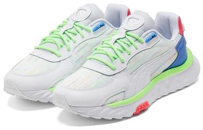 MENS SIZE 11.5 - PUMA WILD RIDER ''SPECTRA'' 382874-01 WHITE/BLUEMAZING SHOES