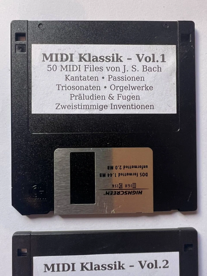 💾 Bach MIDI Vol. 1 & Vol. 2 – 100 Werke auf 2 Disketten – getestet - RARITÄT 🎵 - Bild 3 von 3