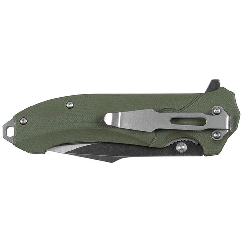 COLTELLO PIEGHEVOLE MFH CACCIA PESCA SURVIVAL MANICO G10 VERDE OD LAMA LISCIA - Imagen 2 de 2