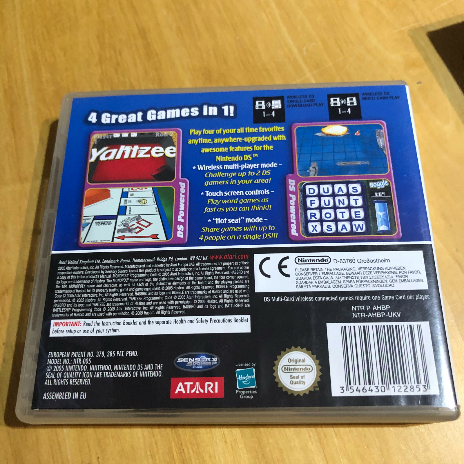 Nintendo DS Game Complete 4 Game Fun Pack Monopoly Boggle Yahtzee