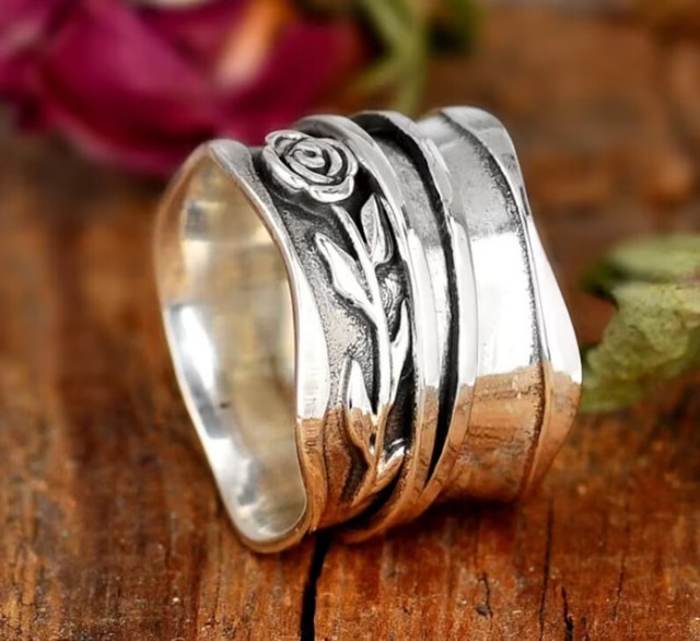 Solid 925 Sterling Silver Band& Meditation Statement Ring Handmade Ring All size Solid 925 Sterling Silver Band& Meditation Statement Ring Handmade Ring All size