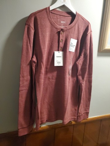 NWT Sonoma Supersoft Men's Thermal Henley Sz. S, M, L Blue Long Sleeve Shirt $30 - Picture 6 of 21