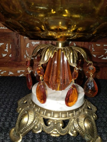 RICK BAR SALES Decorative Compote Ornate Metal Work Faux Marble 70s - Picture 5 of 5