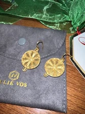 NEW Julie Vos Medallion Earrings 24k Gold Plate French Wire NWOT