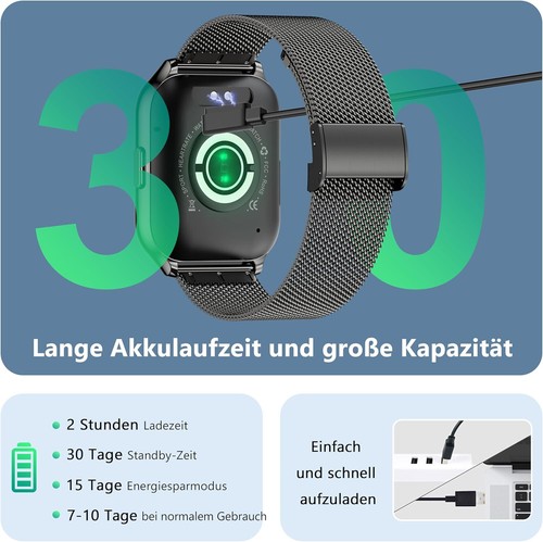 Smartwatch Damen Herren mit Telefonfunktion Armbanduhr für iPhone Samsung Huawei - 第 7/7 張圖片