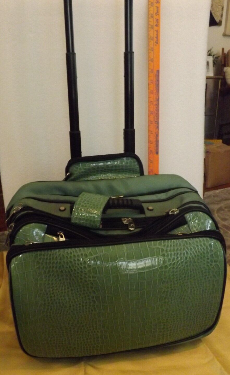 Joy Mangano Rolling Briefcase Laptop Bag Luggage Travel, Green Carryon