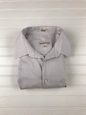 Pronto Uomo Mens Dress Shirt Gray Spread Collar Non Iron Pocket 17.5 34/35