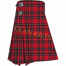 Scottish Handmade Traditional 8-yard Royal Stewart Tartan Kilt For Men