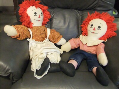 24'' Raggedy Ann and Andy Dolls - Handmade, Vintage