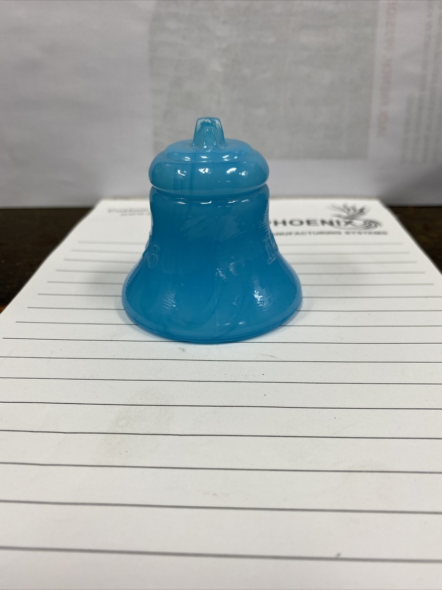 旧BELLCOLOR BLUE Vintage DEGENHART GLASS 1776-1976 Liberty Bicentennial Bell - Blue