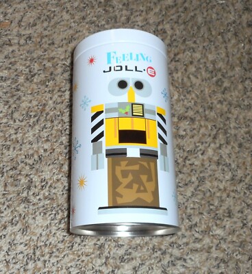 New Disney Parks Pixar Christmas Tin Container Wall-e  & Eve Feeling Joll-e