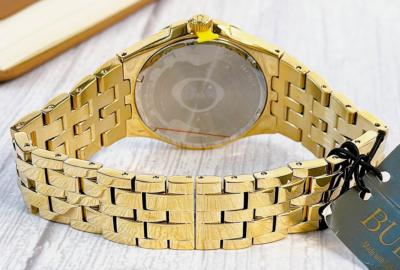 Bulova Phantom Men's Crystal Gold Tone Date Display Watch 98B174