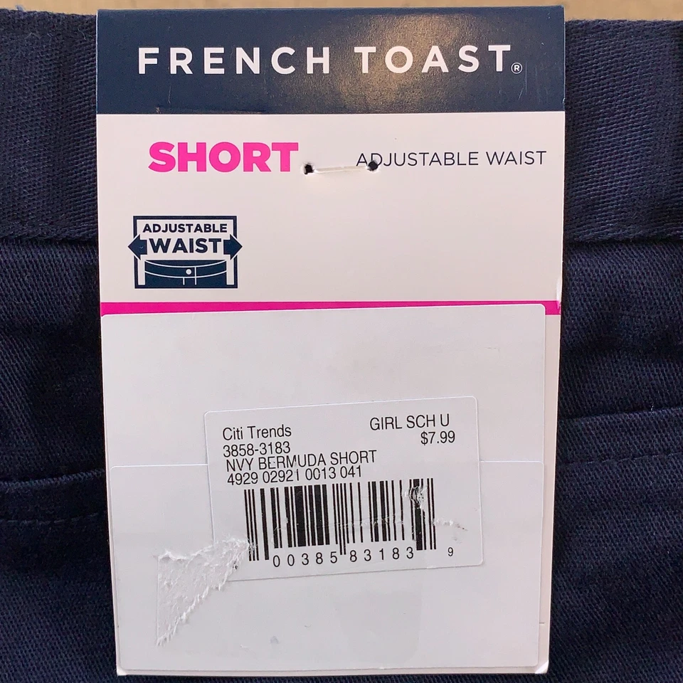 法国烤面包女孩尺寸 6X 海军蓝平前制服百慕大短裤全新带标签 — 第 4/4 张图片