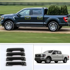 Fit For Ford F150 F-150 2021-2022 Gloss Black Car Side Door Handle Cover Trim 4P