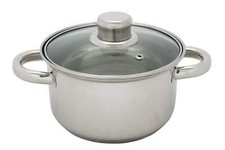 Kochtopf 1 Liter 14 cm Edelstahl mit Glas Deckel Topf Kochen Braten Induktion