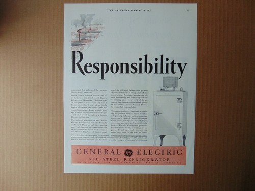 1931 GENERAL ELECTRIC All-Steel Refrigerator vintage art print ad