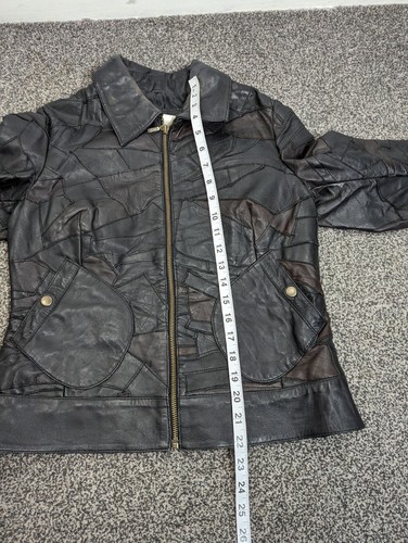 vintage Two Tone patchwork leather jacket handmade Womens Size M UK 12 - Picture 8 of 12