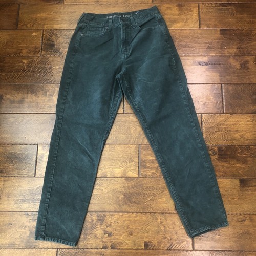 American Eagle super stretch Mom Jean size 4 (W27xL27) green corduroy pants  | eBay