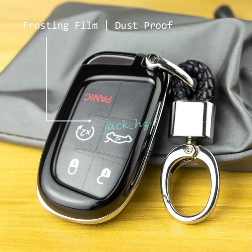 Llavero de llavero negro del coche Anillo de la cubierta del mando para Jeep Grand Cherokee Renegade Dodge - Imagen 3 de 8