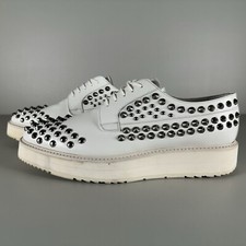 Iconic PRADA White Spikes Studded Platform Oxfords UK10 US10.5