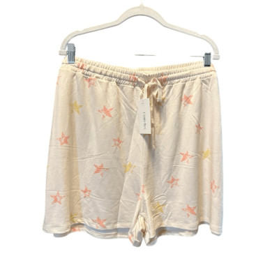 NWT Comp Blu Plus Size Cream Multi Color Star Print Lounge Pajama Shorts - 3XL