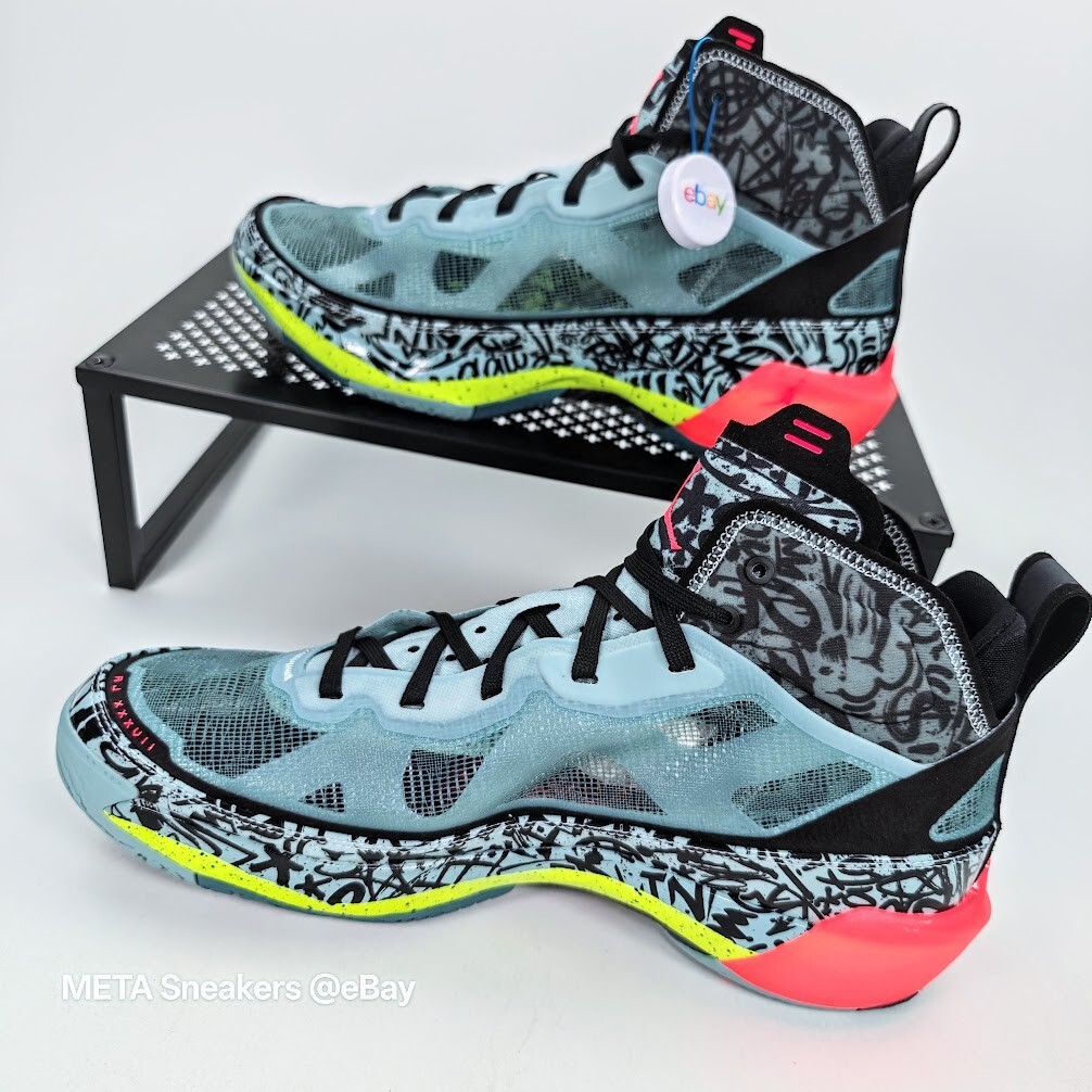 Air Jordan 37 US 13 M 14.5 W Blue/Black Graffiti Satou Rare Nike  DV3142 367 NIB thumbnail 14