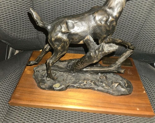 John Deere Davenport Works Employee Award Deer Figure Plaque Statue Pewter VTG - Picture 7 of 9