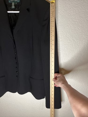 Lauren Ralph Lauren Blazer Size 12 Black Wool Faceted Buttons - Picture 19 of 19