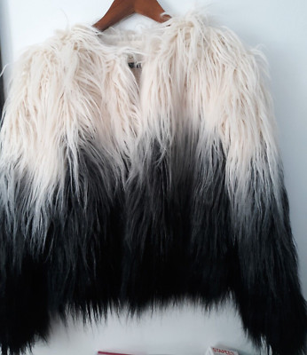 Gorgeous THREAD SUPPLY White Black Faux FUR Women Size Small S Jacket
