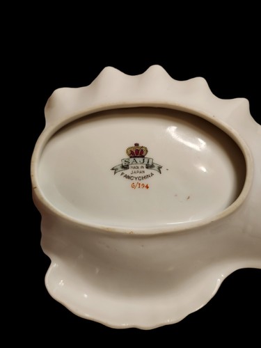 Piatto portagioie vintage Saji Fancy China blu pansies conchiglia made in Japan 6/194 - Foto 5 di 5