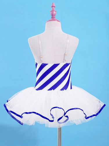Kids Girls Sequins Striped Dancewear Costume Christmas Mesh Tutu Dress Leotard - Picture 91 of 185