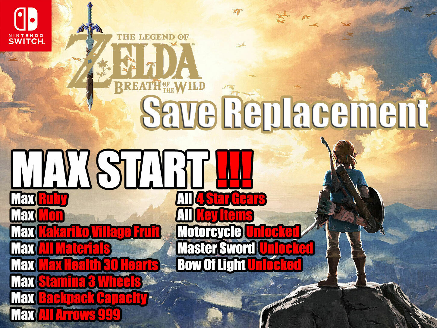 The Legend of Zelda: Breath of the Wild ⭐ SUPERSTARTER SAVE ⭐ Max items •  BOTW