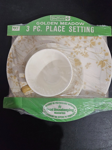 Mid Century Vintage Sheffield Golden Meadow Place setting in original packaging