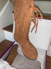 Rampage Honey Cadencia American Indian Fringe Pow Wow Boots Nib Org $79 New