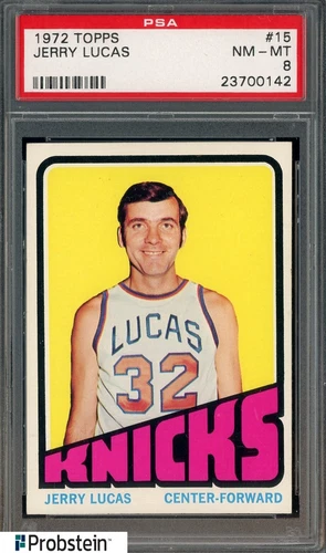 1972 Topps Basketball #15 Jerry Lucas New York Knicks HOF PSA 8 NM-MT