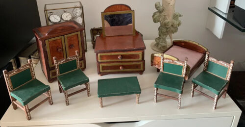 CASA BAMBOLE mobili letto, comò, armadio, tavolino legno ESEGUITI A MANO,vintage - Photo 1/9