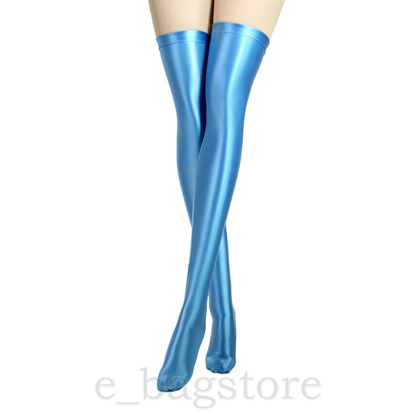 Mujeres Brillantes Sexy Medias Hasta los Muslos Lycra Spandex Elastizadas Brillantes Calcetines Opacos Foto 2 de 4