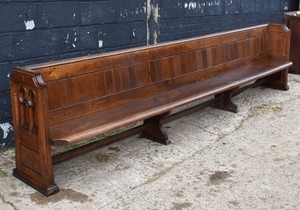 Antique Victorian Large Oak Church Chapel Pew Bench Carved Seat Ebay