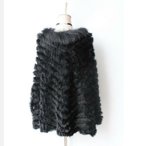 Women Knitted Mink Fur Rabbit Fur Poncho Jacket Pullover Outwear Shawl Cape Coat - Picture 2 of 10