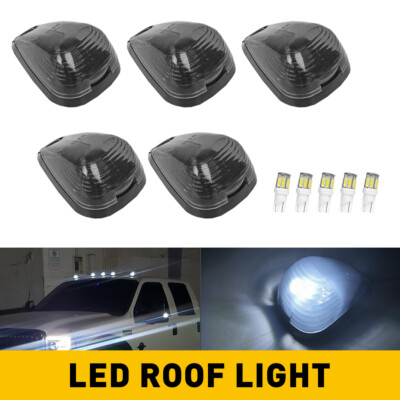 Cab Smoke Roof Marker Running Lights White LED For Ford F250 F-350 Super Duty E