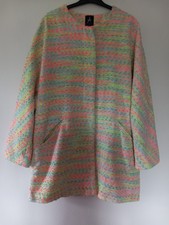 Atmosphere White Multicoloured Sprinkle Fleck Striped Embroidered Coat Size 18