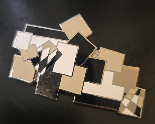 Brooch Beppe Caturegli for Acme Enamel Geometric Designer Pin Y2K Black Tan - Picture 2 of 7