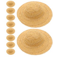 15 Pcs Creative Hat Ornament Miniature Hats for Crafts Hand Knitting Doll Straw